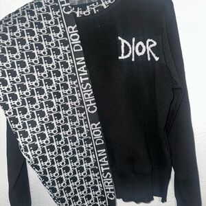 Dior Black and White Monogram Logo Sweater